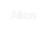 give me a white logo of name aikon